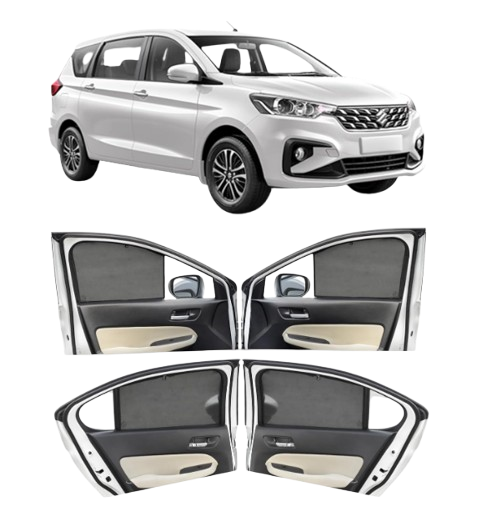Autofact black fix-type custom window mesh sunshades designed specifically for Maruti Ertiga side windows