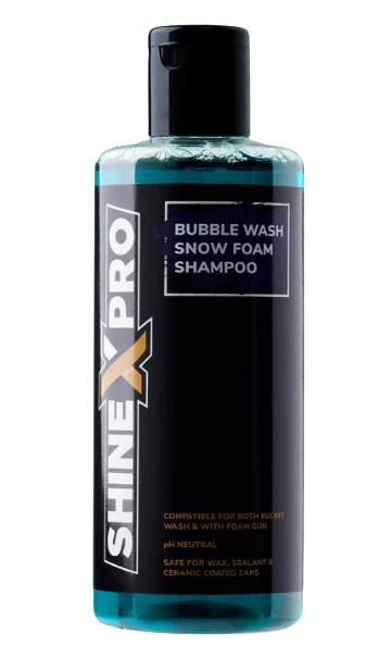 ShineXPro Car Wash Shampoo Concentrate 300mL generating thick luxurious suds inside a foam cannon.