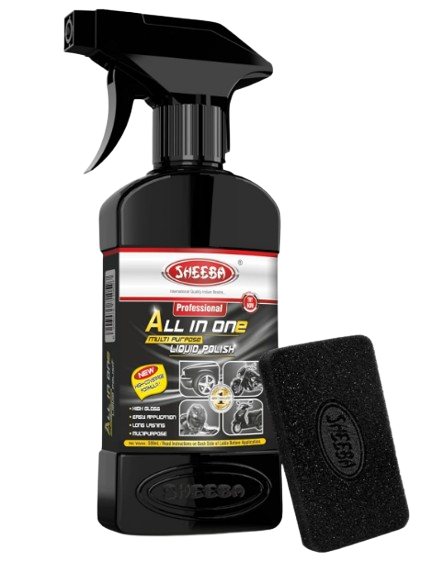 SHEEBA All in One Multipurpose Liquid Polish 500ml pack with applicator pad for high gloss surface shine on plastic and vinyl parts.