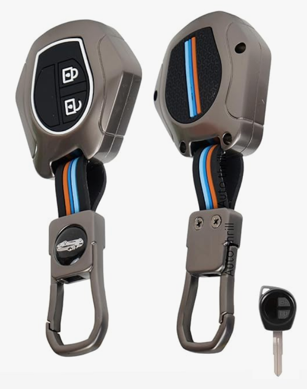 Premium dark zinc alloy metal smart remote key cover shell with a sleek finish for Suzuki 2-button keys.