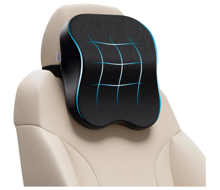 FOVERA ergonomic black memory foam car seat neck rest cushion pillow for driver cervical pain relief