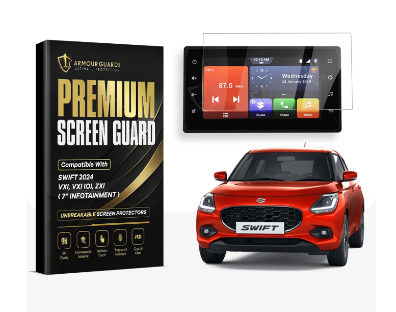 ARMOUR GUARDS 7 inch infotainment screen protector film for Maruti Suzuki Swift 2024 Facelift VXi ZXi