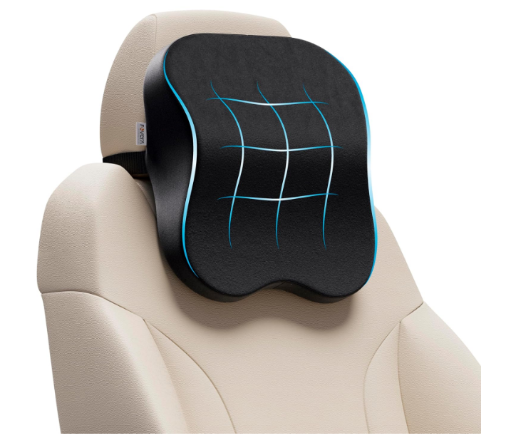 FOVERA ergonomic black memory foam car seat neck rest cushion pillow for driver cervical strain relief