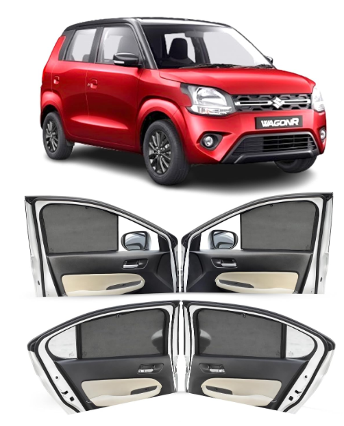Autofact custom cut fix type window mesh sunshades set of 4 for Maruti Suzuki Wagon R