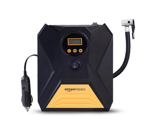 Amazon Basics portable 12V DC digital car tyre inflator air pump with emergency LED light