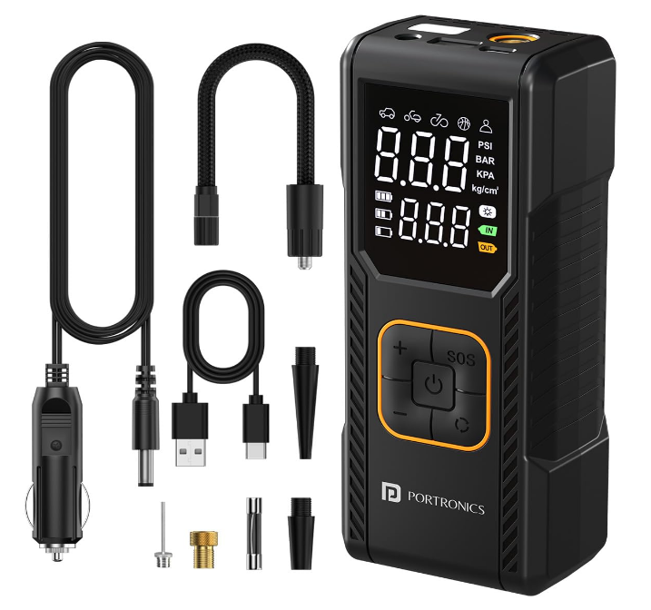 Portronics Vayu 9.0 portable cordless and corded 12V digital tyre inflator for Hyundai Creta