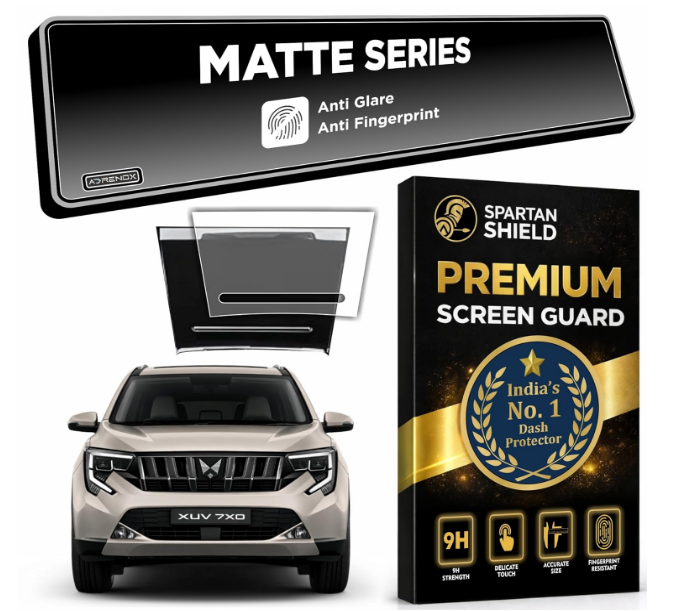 Spartan Shield matte 9H PET triple screen guard protector for Mahindra XUV 7XO 12.3 inch display