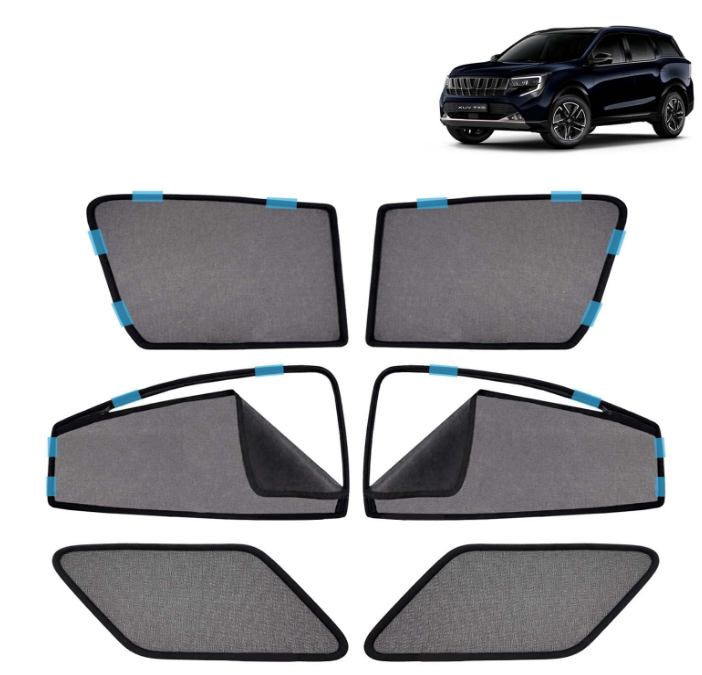 Kingsway magnetic window sunshades set of 6 with rear zipper for Mahindra XUV 7XO 2026 onwards