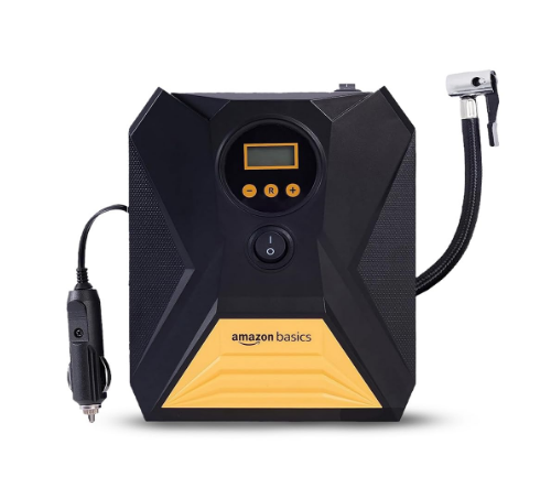 Amazon Basics 12V DC portable digital tyre inflator with LED light and auto shut off for Toyota Innova Hycross