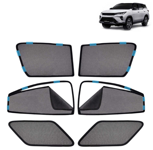 Kingsway magnetic side window sunshades curtain set with rear zipper for Toyota Fortuner
