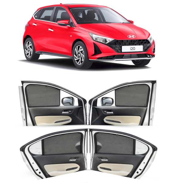 Autofact custom fix-type mesh side window sunshades curtain set of 4 for Hyundai i20