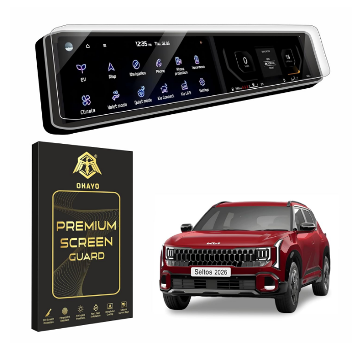 OHAYO 9H hardness non-glass flexible display screen protector guard for Kia Seltos 2026 infotainment screen