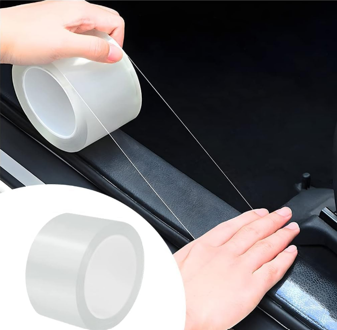 VINSU transparent carbon fiber pattern nano PVC paint protection film PPF tape roll for Kia Seltos car door edge guard