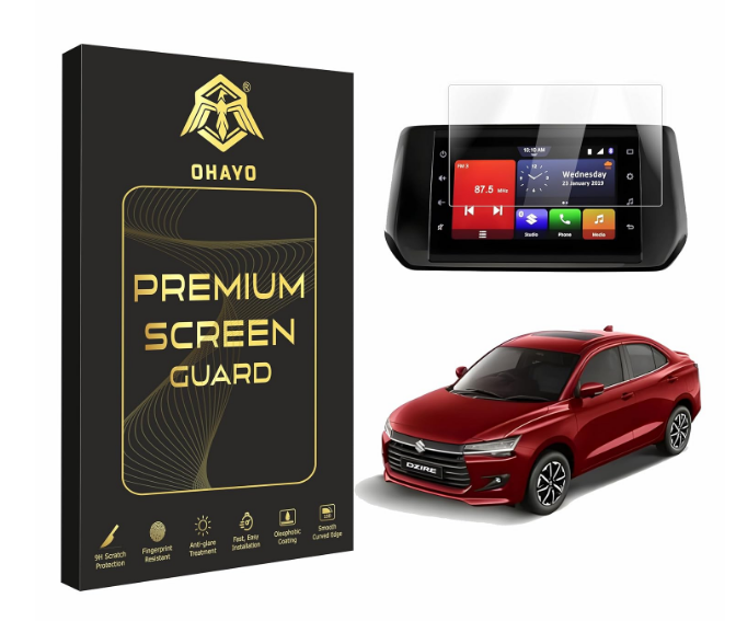 OHAYO non-glass 9H surface hardness flexible touchscreen guard for Maruti Suzuki Dzire VXi and ZXi 7-inch display