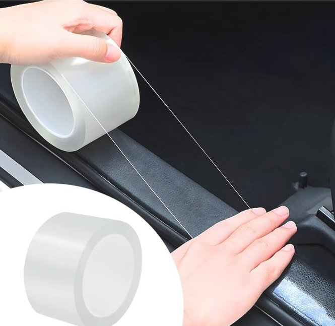 VINSU 5-meter transparent carbon fiber nano PVC self-adhesive car door edge guard anti-collision PPF tape