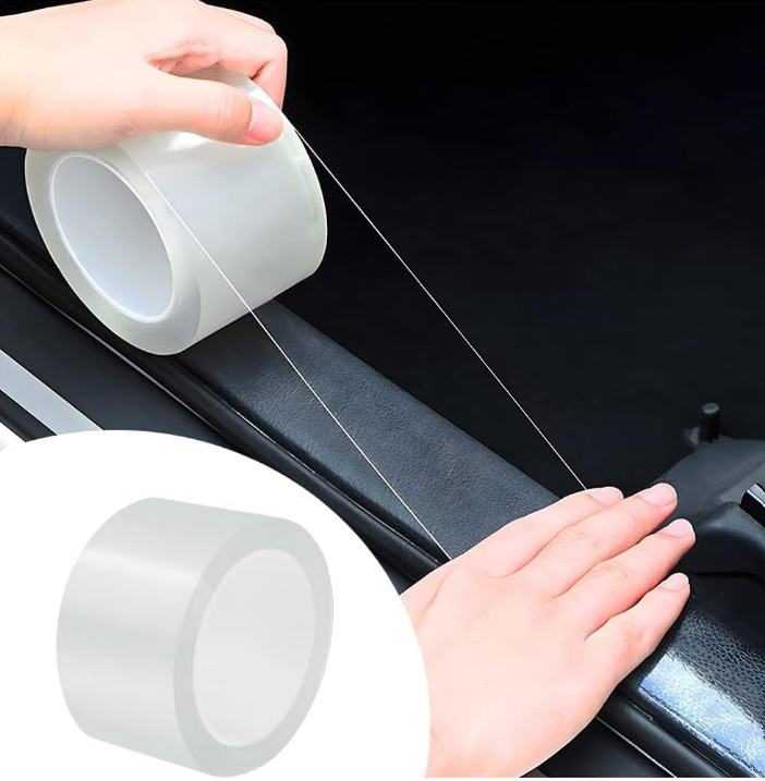 VINSU 5-meter transparent carbon fiber nano PVC self-adhesive car door edge guard anti-collision PPF tape