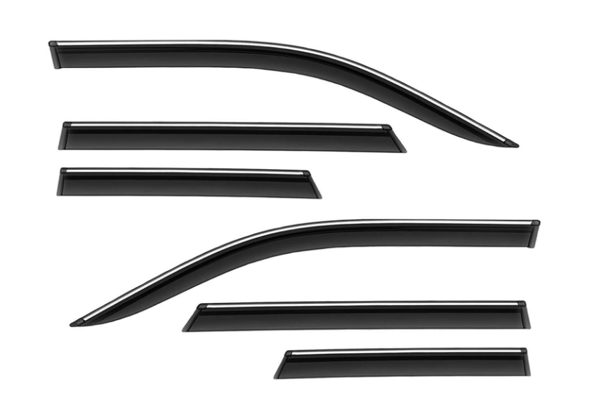 KINGSWAY set of 6 dark smoked polycarbonate rain deflector door visors with chrome lining for Mahindra Scorpio Classic 2022 onwards