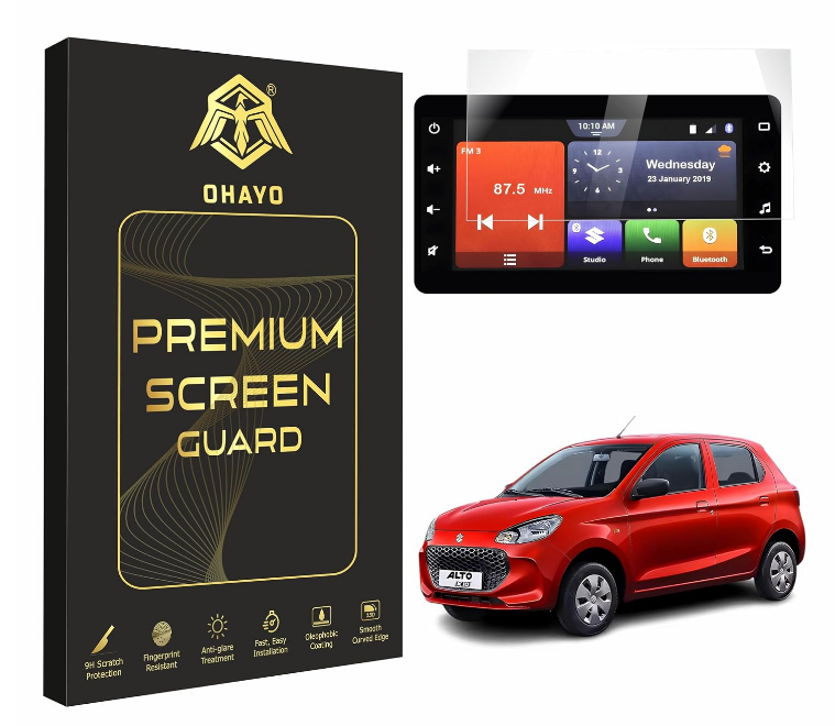 OHAYO military strength 9H surface hardness flexible PET touchscreen guard for Maruti Suzuki Alto K10 VXi Plus 7-inch display