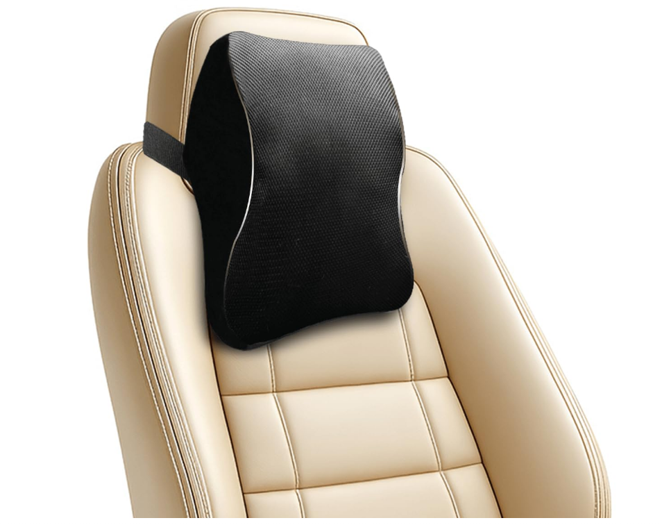 Trajectory Shark Tank featured black high-density memory foam car seat neck rest cushion pillow for cervical support