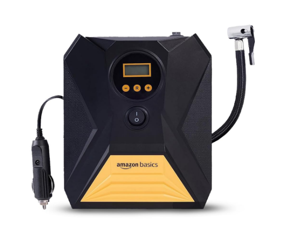 Amazon Basics 12V DC portable 150 PSI digital tyre inflator air pump with HD digital pressure gauge and auto shut-off for Tata Tiago