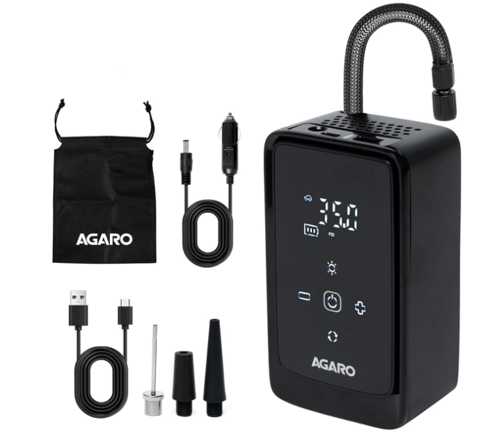 AGARO Atom 150 PSI 4500mAh battery portable cordless digital tyre inflator air pump with LED light for Hyundai Grand i10 Nios