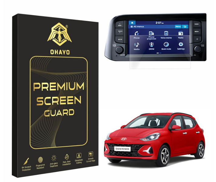 OHAYO 8-inch 9H hardness flexible screen protector film for Hyundai Grand i10 Nios facelift Sportz and Asta infotainment display