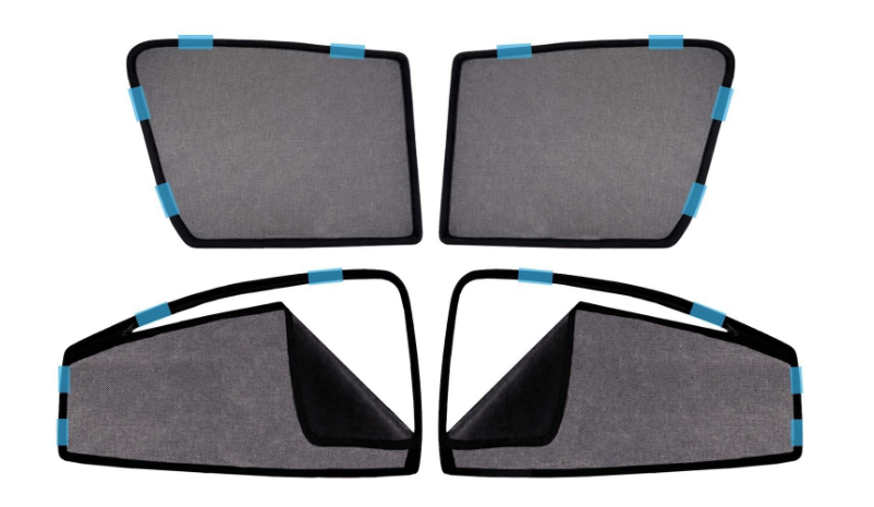 KINGSWAY pack of 4 custom fit magnetic cotton mesh window sun shades with rear zipper for Hyundai Exter