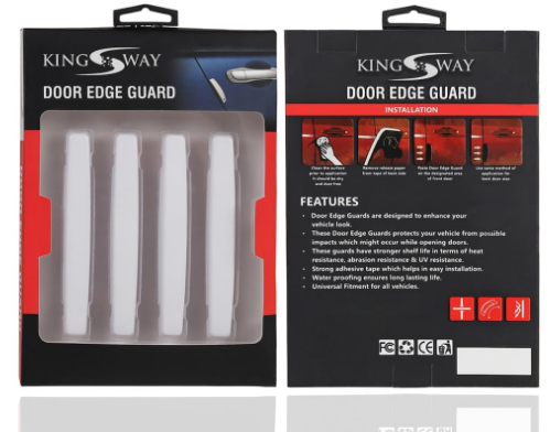 KINGSWAY pack of 4 D1 white rubber coated metal car door edge guard anti-scratch bumper protectors for Maruti Suzuki Eeco