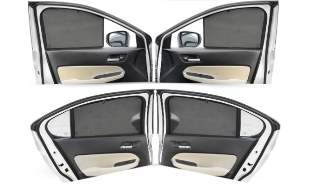 Autofact pack of 6 custom fit fix-type cotton mesh side window sunshades for Maruti Suzuki Grand Vitara