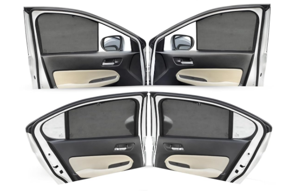 Autofact custom-fit Z-black cotton mesh window sunshades pack of 6 mounted on SUV side windows