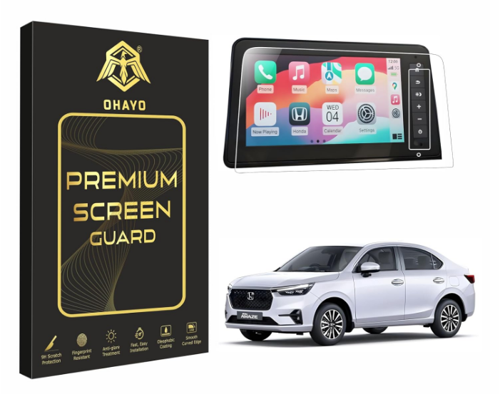 OHAYO flexible 9H screen protector film applied on Honda Amaze touchscreen infotainment display