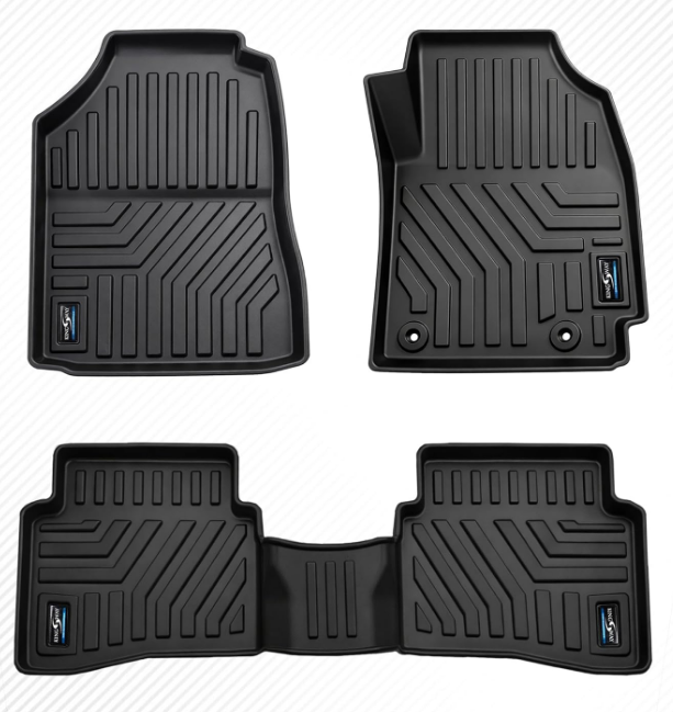 KINGSWAY custom-fit washable black TPE 5D floor mats installed in MG Windsor EV cabin footwell