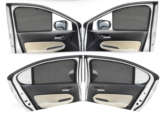 Autofact custom CAD-cut Z-black mesh fix-type non-magnetic window sunshades mounted on MG Windsor EV side window