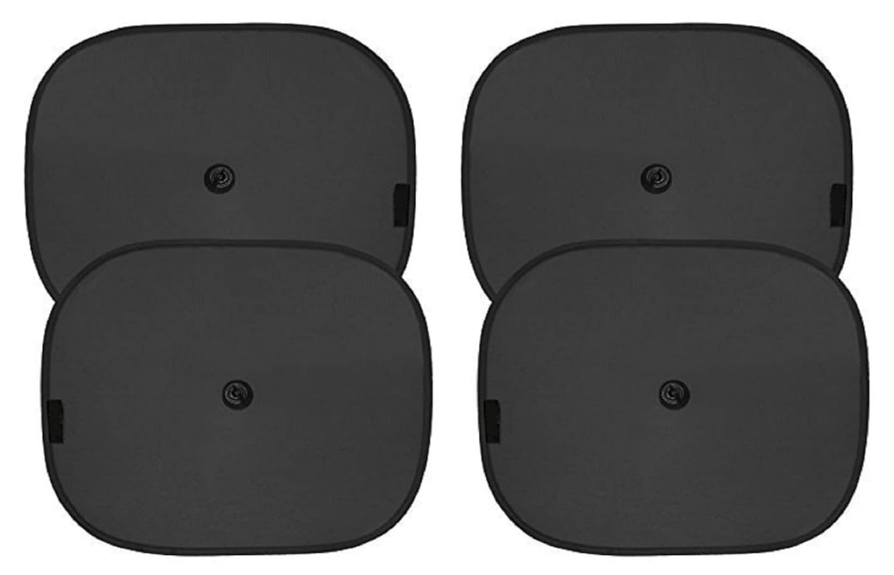 Auto Hub pack of 4 suction-cup mounted black cotton fabric side window sunshades for Maruti Suzuki S-Presso