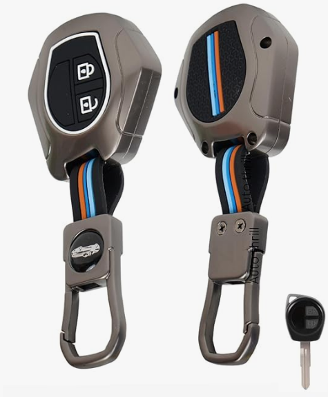 Auto Thrill metallic black zinc alloy smart key cover case for Suzuki 2-button key remote