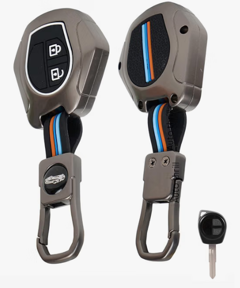 Auto Thrill metallic black zinc alloy smart key cover case for Suzuki 2-button key remote