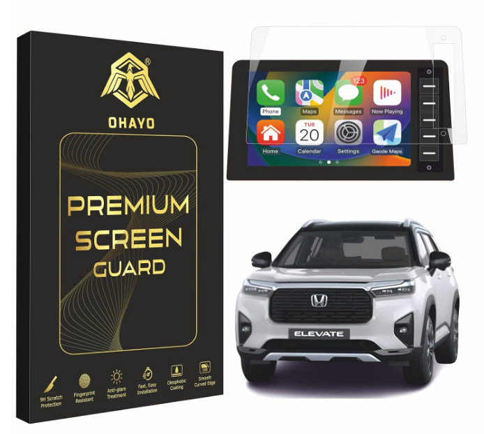 OHAYO 9H flexible clear protective film applied edge-to-edge over Honda Elevate central touchscreen screen