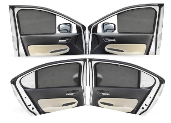 Autofact custom-fit fix-type mesh window sunshades installed on Honda Elevate side doors