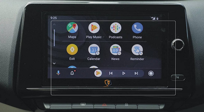 ARMOUR GUARDS 8-inch clear screen protector applied on Renault Triber RXZ touchscreen display