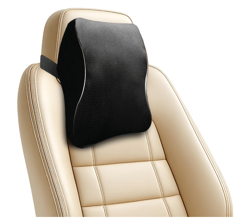 Trajectory black memory foam car seat neck rest pillow attached to headrest