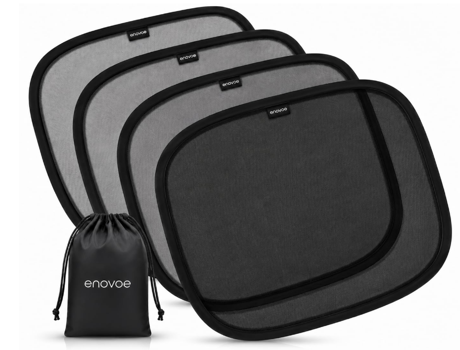 Enovoe black static cling UV protection car window mesh shade mounted on side window