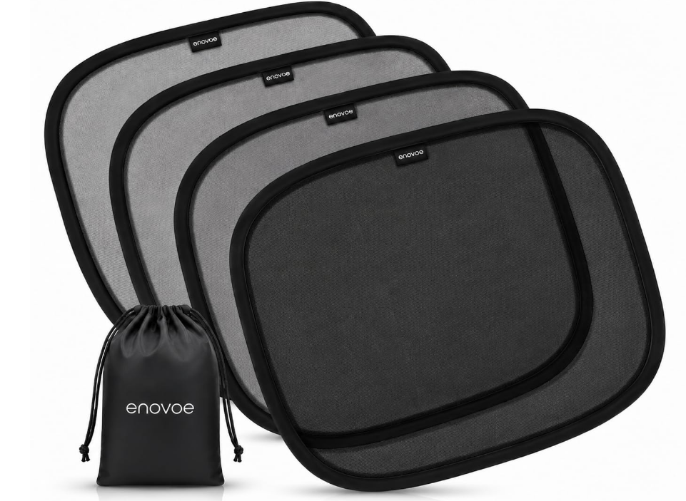 Enovoe black static cling UV protection car window mesh shade mounted on side window