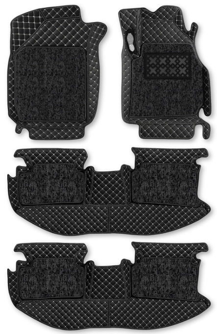 KINGSWAY black 7D waterproof car floor mats with detachable grass liner installed in Maruti Suzuki Invicto