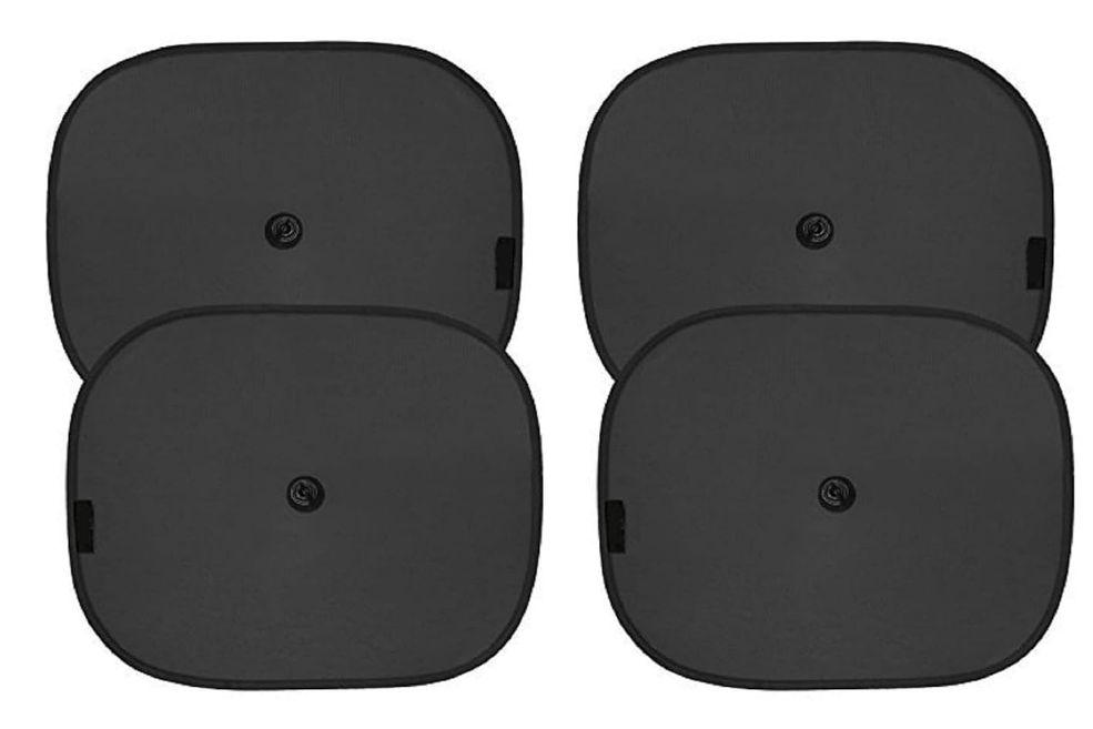 Auto Hub black cotton fabric car window sunshade attached with suction cups